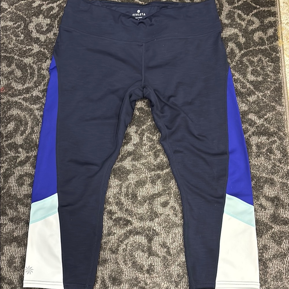 EUC Athleta Women’s Sonar Leggings Blue White Colorblock